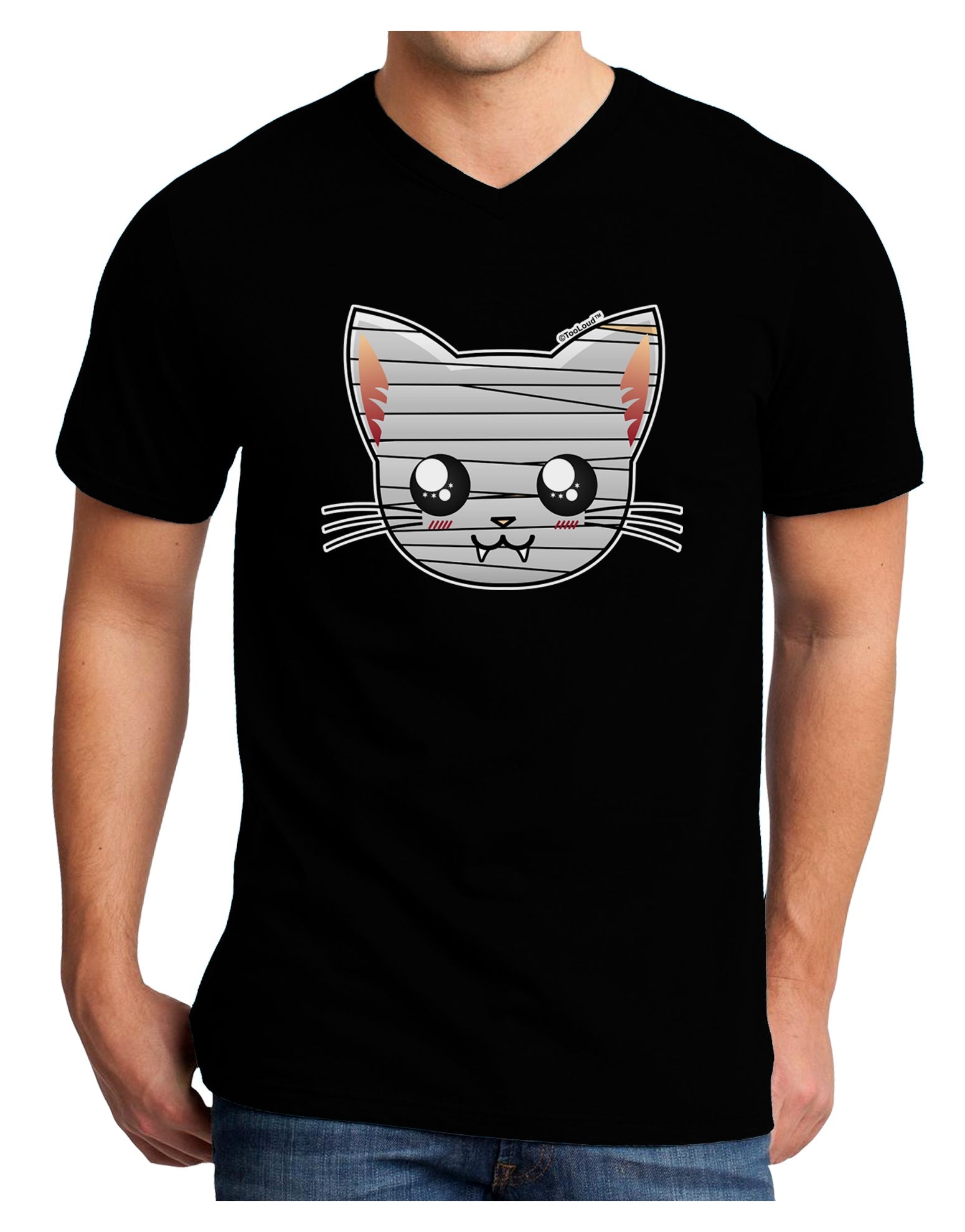 Mummy Kitty Adult Dark V-Neck T-Shirt by TooLoud-Mens V-Neck T-Shirt-TooLoud-Black-Small-Davson Sales