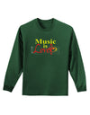 Music Is Love Adult Long Sleeve Dark T-Shirt-TooLoud-Dark-Green-Small-Davson Sales