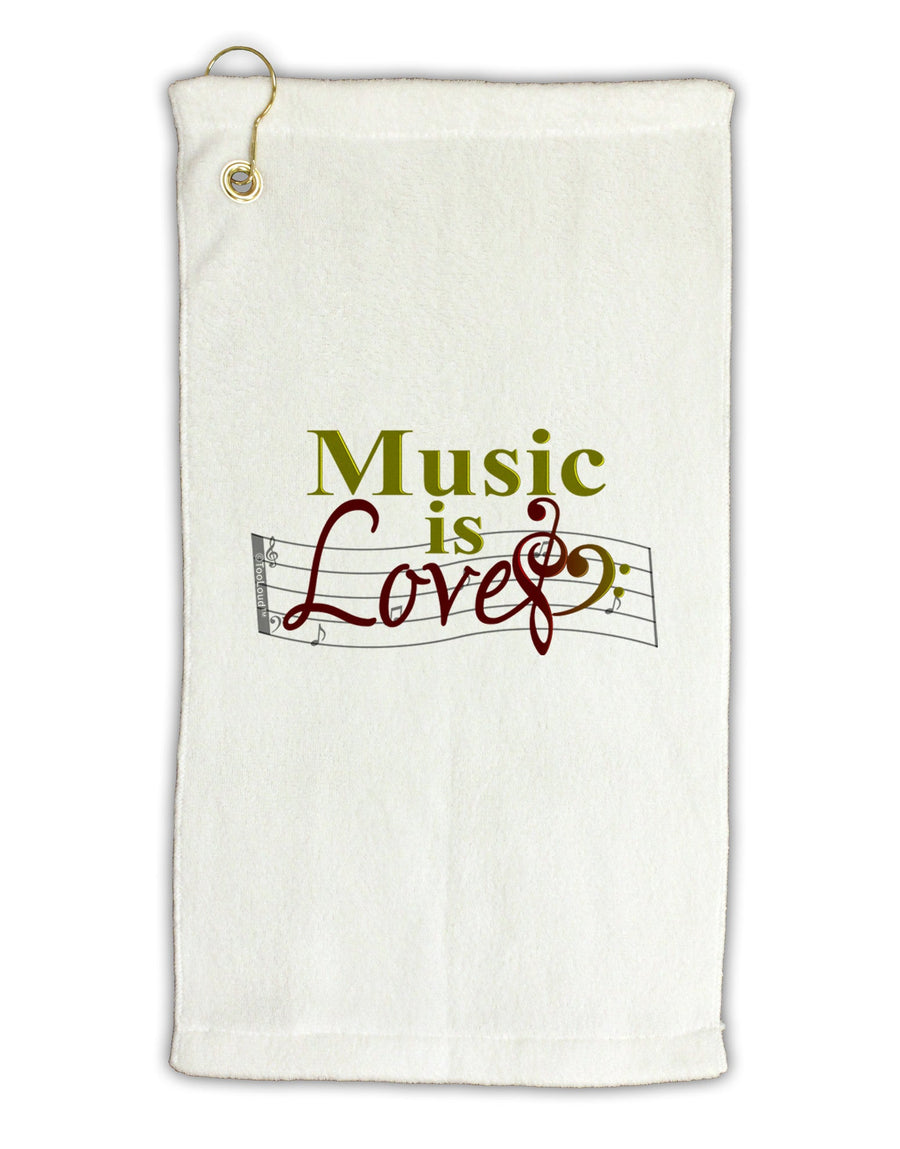 Music Is Love Micro Terry Gromet Golf Towel 16 x 25 inch-Golf Towel-TooLoud-White-Davson Sales