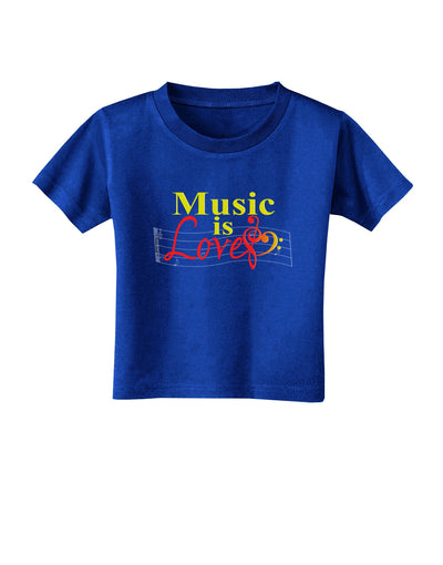 Music Is Love Toddler T-Shirt Dark-Toddler T-Shirt-TooLoud-Royal-Blue-2T-Davson Sales