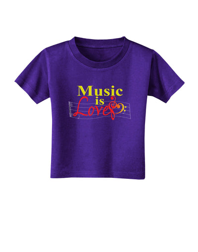 Music Is Love Toddler T-Shirt Dark-Toddler T-Shirt-TooLoud-Purple-2T-Davson Sales