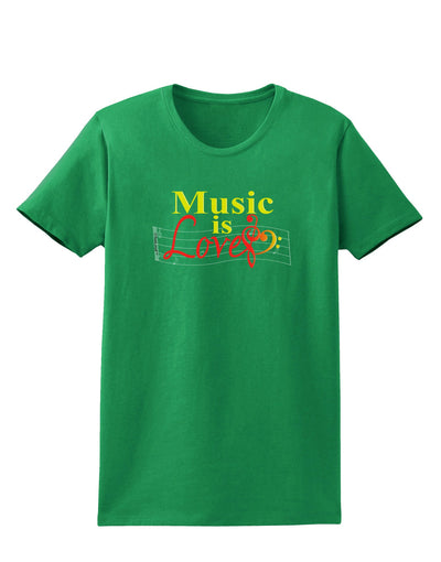 Music Is Love Womens Dark T-Shirt-Womens T-Shirt-TooLoud-Kelly-Green-X-Small-Davson Sales