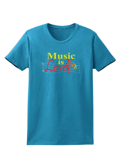 Music Is Love Womens Dark T-Shirt-Womens T-Shirt-TooLoud-Turquoise-X-Small-Davson Sales