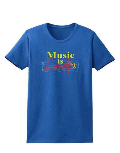 Music Is Love Womens Dark T-Shirt-Womens T-Shirt-TooLoud-Royal-Blue-X-Small-Davson Sales