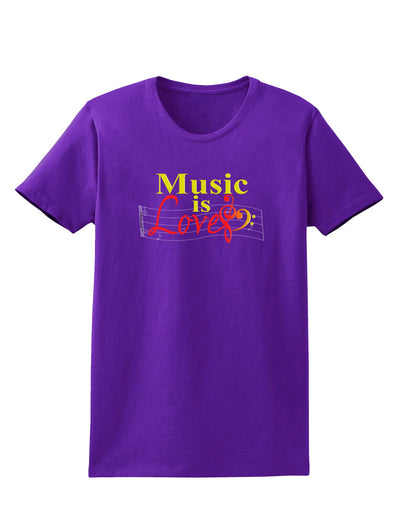 Music Is Love Womens Dark T-Shirt-Womens T-Shirt-TooLoud-Purple-X-Small-Davson Sales