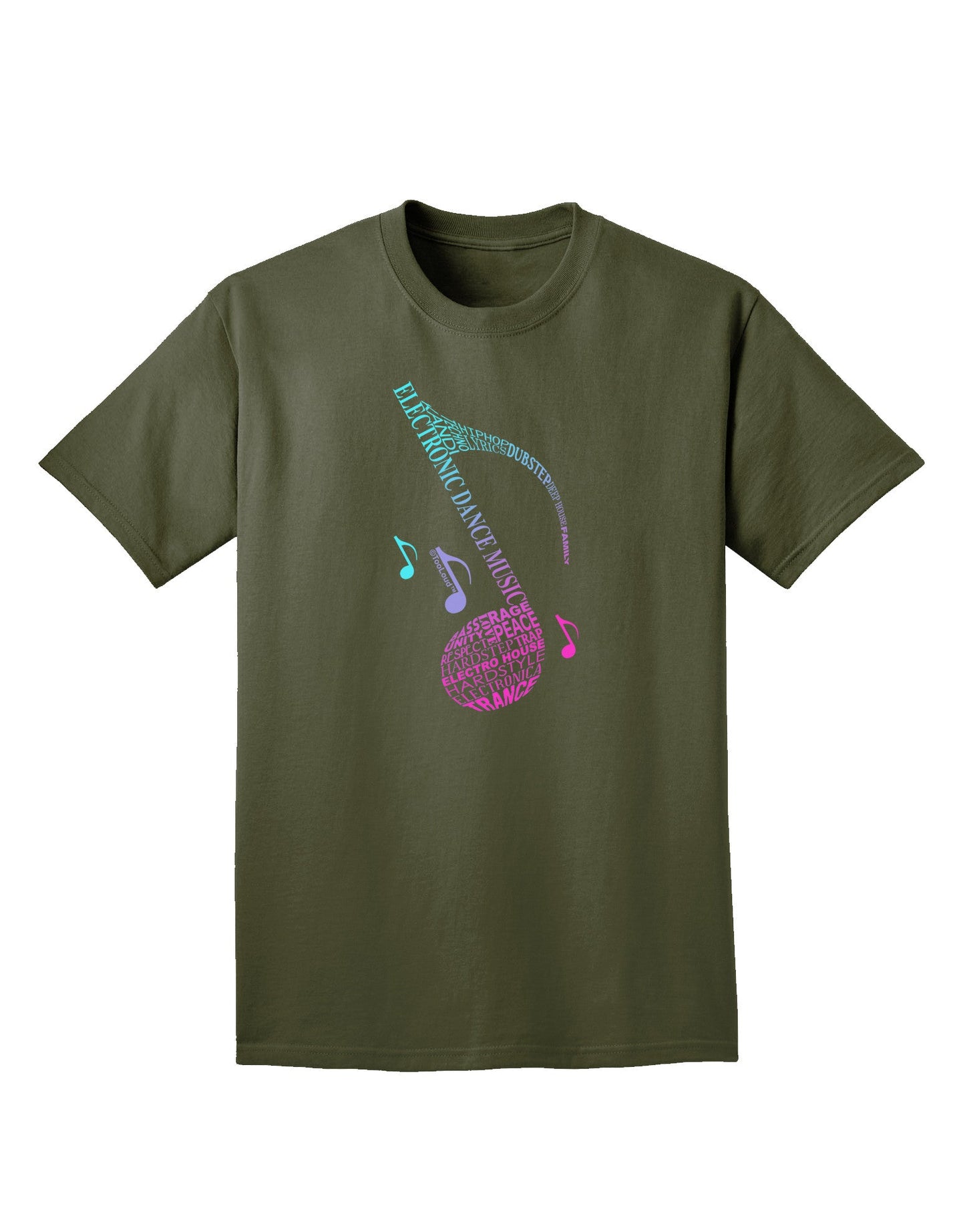Music Note Typography Adult Dark T-Shirt-Mens T-Shirt-TooLoud-Military-Green-Small-Davson Sales