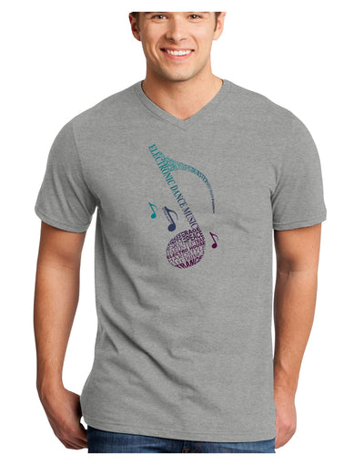 Music Note Typography Adult V-Neck T-shirt-Mens V-Neck T-Shirt-TooLoud-HeatherGray-Small-Davson Sales