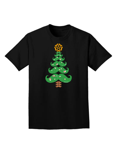 Mustache Christmas Tree Adult Dark T-Shirt-Mens T-Shirt-TooLoud-Black-Small-Davson Sales