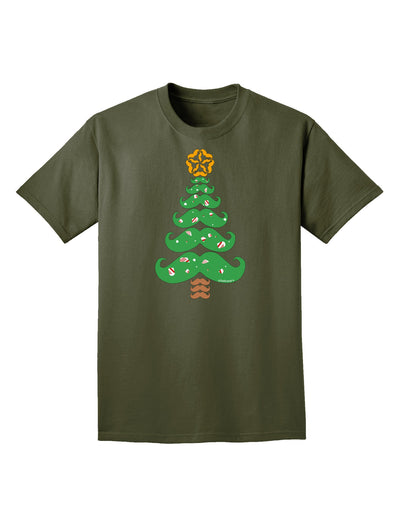 Mustache Christmas Tree Adult Dark T-Shirt-Mens T-Shirt-TooLoud-Military-Green-Small-Davson Sales