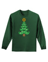 Mustache Christmas Tree Adult Long Sleeve Dark T-Shirt-TooLoud-Dark-Green-Small-Davson Sales