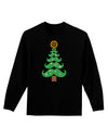 Mustache Christmas Tree Adult Long Sleeve Dark T-Shirt-TooLoud-Black-Small-Davson Sales