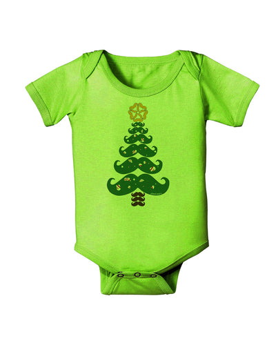 Mustache Christmas Tree Baby Romper Bodysuit-Baby Romper-TooLoud-Lime-Green-06-Months-Davson Sales