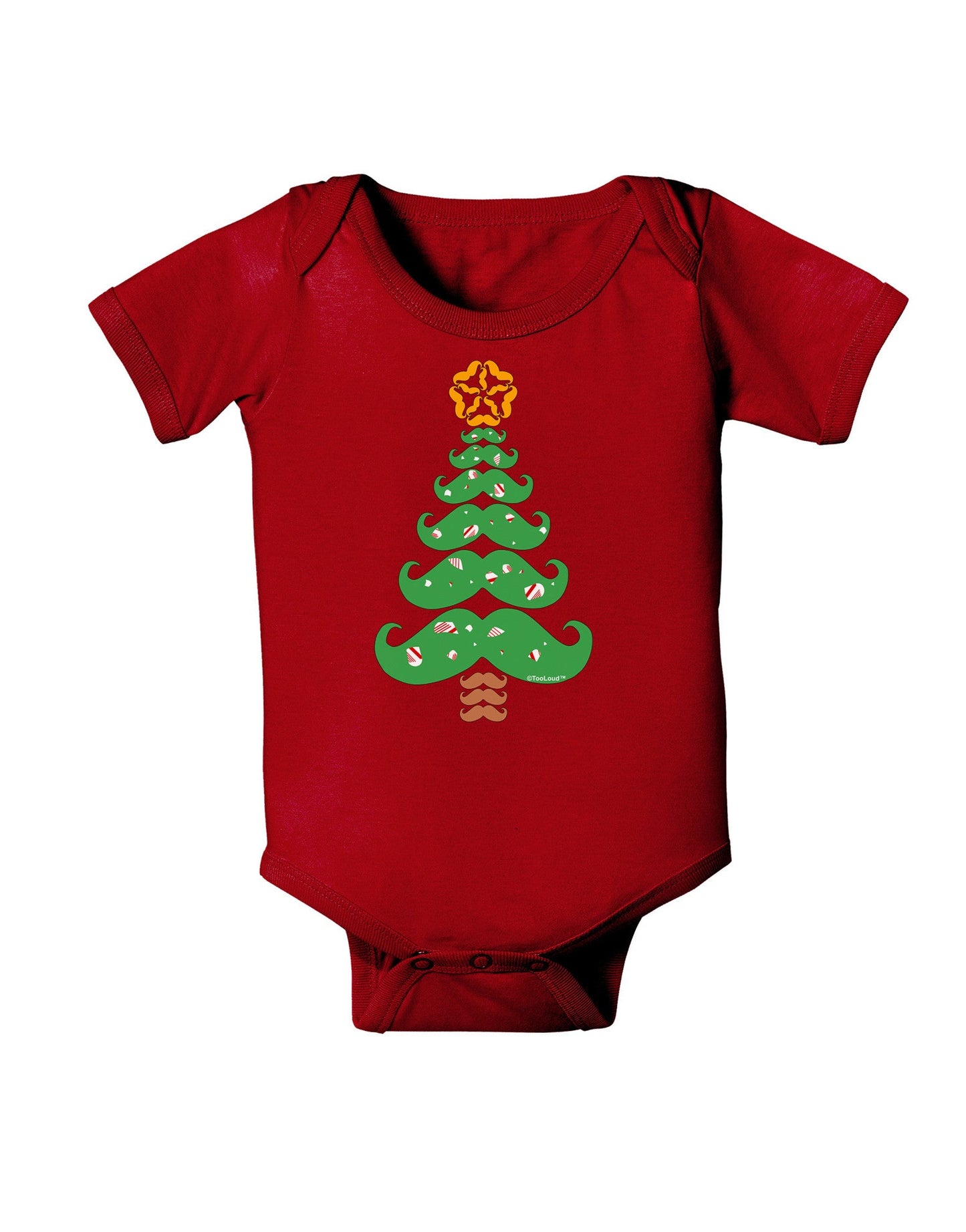 Mustache Christmas Tree Baby Romper Bodysuit Dark-Baby Romper-TooLoud-Red-06-Months-Davson Sales