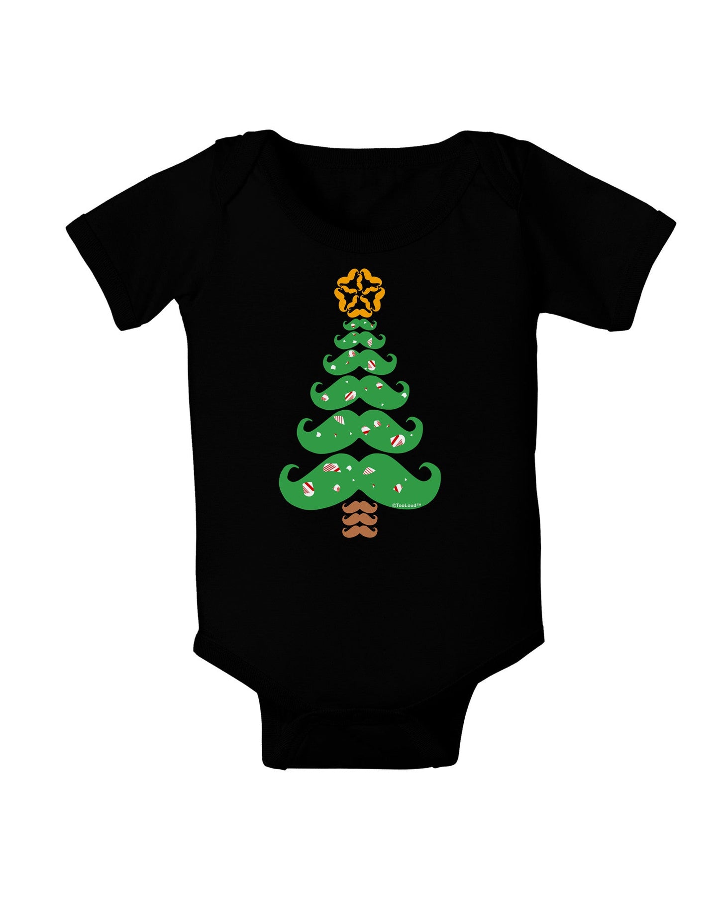Mustache Christmas Tree Baby Romper Bodysuit Dark-Baby Romper-TooLoud-Black-06-Months-Davson Sales