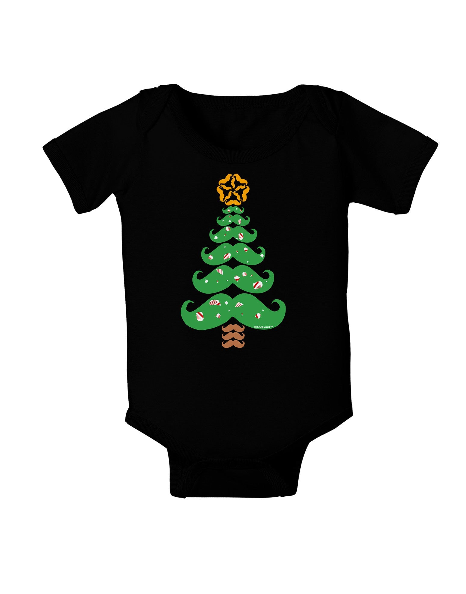 Mustache Christmas Tree Baby Romper Bodysuit Dark-Baby Romper-TooLoud-Black-06-Months-Davson Sales