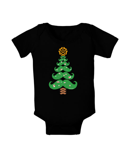 Mustache Christmas Tree Baby Romper Bodysuit Dark-Baby Romper-TooLoud-Black-06-Months-Davson Sales