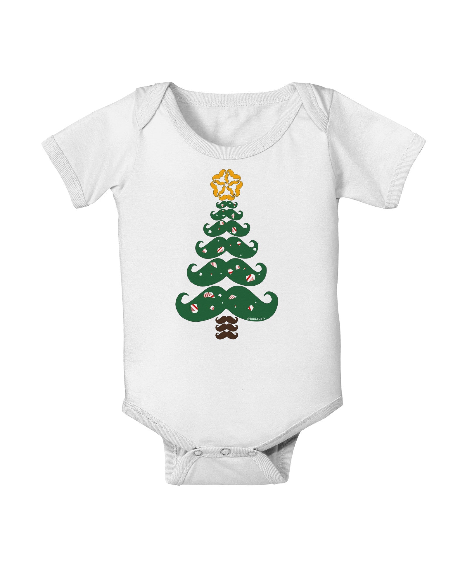 Mustache Christmas Tree Baby Romper Bodysuit-Baby Romper-TooLoud-White-06-Months-Davson Sales