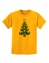 Mustache Christmas Tree Childrens T-Shirt-Childrens T-Shirt-TooLoud-Gold-X-Small-Davson Sales