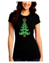 Mustache Christmas Tree Juniors Crew Dark T-Shirt-T-Shirts Juniors Tops-TooLoud-Black-Juniors Fitted Small-Davson Sales