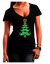 Mustache Christmas Tree Juniors V-Neck Dark T-Shirt-Womens V-Neck T-Shirts-TooLoud-Black-Juniors Fitted Small-Davson Sales