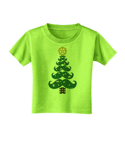 Mustache Christmas Tree Toddler T-Shirt-Toddler T-Shirt-TooLoud-Lime-Green-2T-Davson Sales