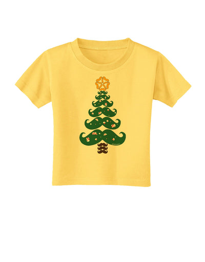 Mustache Christmas Tree Toddler T-Shirt-Toddler T-Shirt-TooLoud-Yellow-2T-Davson Sales