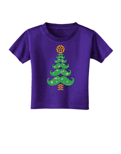 Mustache Christmas Tree Toddler T-Shirt Dark-Toddler T-Shirt-TooLoud-Purple-2T-Davson Sales