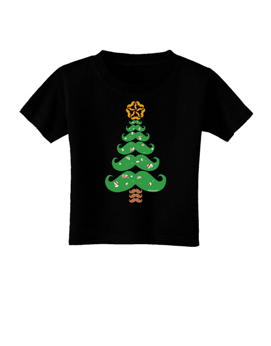 Mustache Christmas Tree Toddler T-Shirt Dark-Toddler T-Shirt-TooLoud-Black-2T-Davson Sales