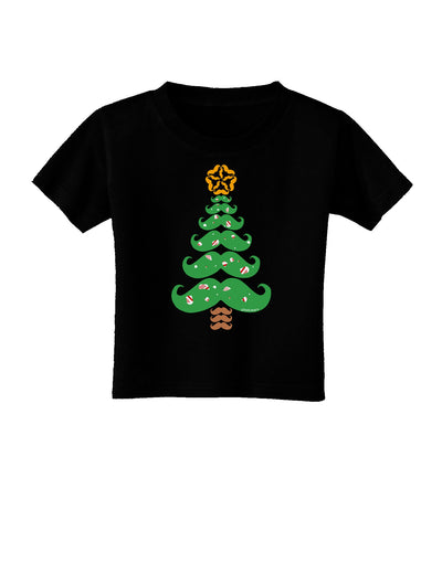 Mustache Christmas Tree Toddler T-Shirt Dark-Toddler T-Shirt-TooLoud-Black-2T-Davson Sales