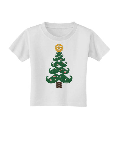 Mustache Christmas Tree Toddler T-Shirt-Toddler T-Shirt-TooLoud-White-2T-Davson Sales