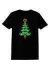 Mustache Christmas Tree Womens Dark T-Shirt-TooLoud-Black-X-Small-Davson Sales