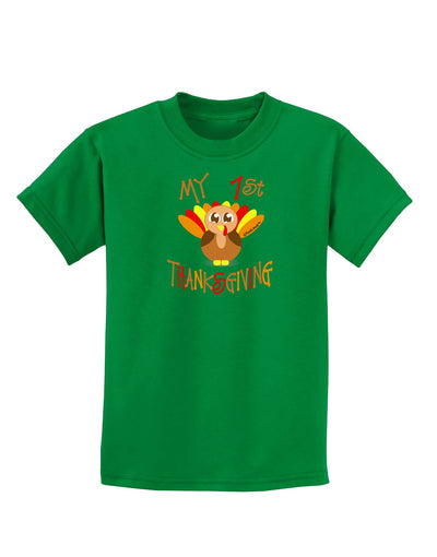 My 1st Thanksgiving Childrens Dark T-Shirt-Childrens T-Shirt-TooLoud-Kelly-Green-X-Small-Davson Sales