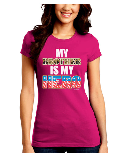 My Brother is My Hero - Armed Forces Juniors Crew Dark T-Shirt by TooLoud-T-Shirts Juniors Tops-TooLoud-Hot-Pink-Juniors Fitted Small-Davson Sales