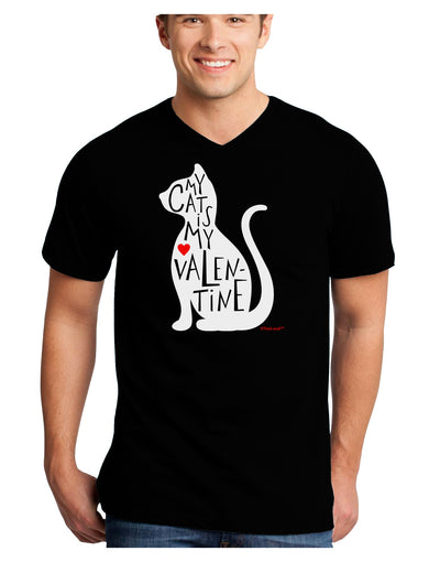 My Cat Is My Valentine Adult Dark V-Neck T-Shirt by TooLoud-Mens V-Neck T-Shirt-TooLoud-Black-Small-Davson Sales