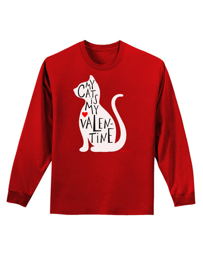 My Cat Is My Valentine Adult Long Sleeve Dark T-Shirt by TooLoud-TooLoud-Red-Small-Davson Sales