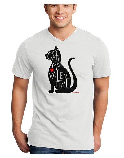 My Cat Is My Valentine Adult V-Neck T-shirt by TooLoud-Mens V-Neck T-Shirt-TooLoud-White-Small-Davson Sales