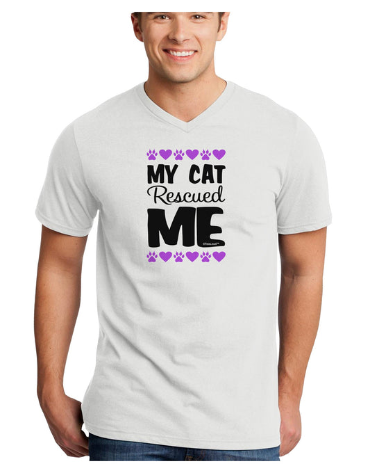 My Cat Rescued Me Adult V-Neck T-shirt-Mens V-Neck T-Shirt-TooLoud-White-Small-Davson Sales