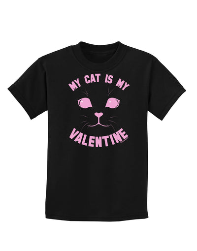 My Cat is my Valentine Childrens Dark T-Shirt-Childrens T-Shirt-TooLoud-Black-X-Small-Davson Sales