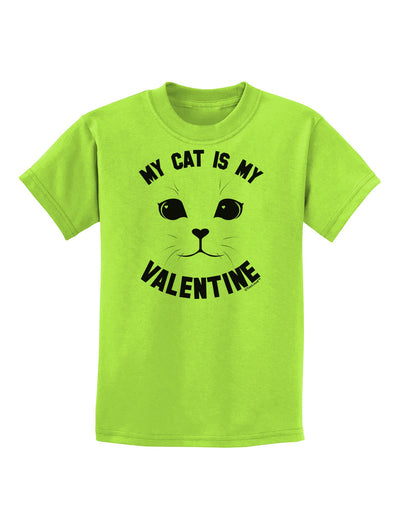 My Cat is my Valentine Childrens T-Shirt-Childrens T-Shirt-TooLoud-Lime-Green-X-Small-Davson Sales