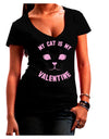 My Cat is my Valentine Womens V-Neck Dark T-Shirt-Womens V-Neck T-Shirts-TooLoud-Black-Juniors Fitted Small-Davson Sales