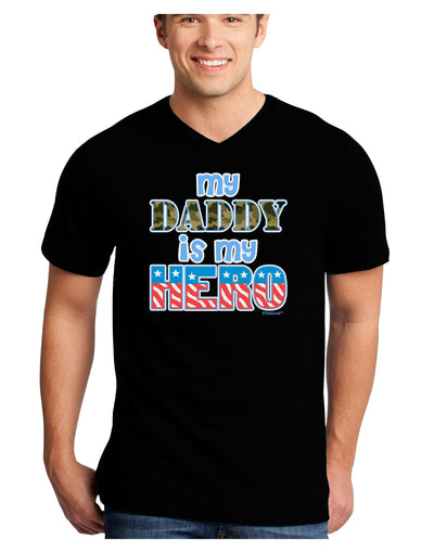 My Daddy is My Hero - Armed Forces - Blue Adult Dark V-Neck T-Shirt by TooLoud-Mens V-Neck T-Shirt-TooLoud-Black-Small-Davson Sales