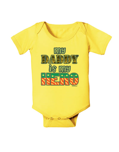 My Daddy is My Hero - Armed Forces - Blue Baby Romper Bodysuit by TooLoud-Baby Romper-TooLoud-Yellow-06-Months-Davson Sales