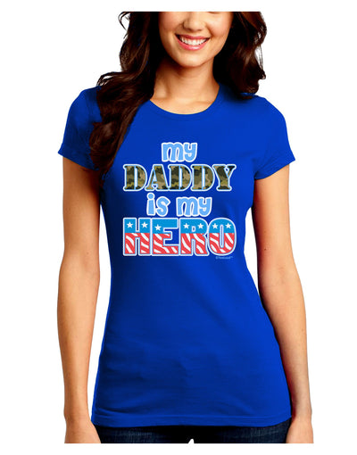 My Daddy is My Hero - Armed Forces - Blue Juniors Crew Dark T-Shirt by TooLoud-T-Shirts Juniors Tops-TooLoud-Royal-Blue-Juniors Fitted Small-Davson Sales