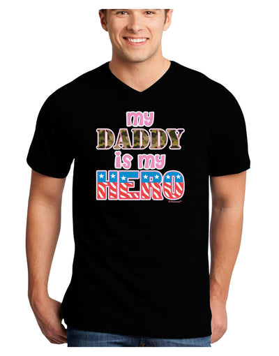 My Daddy is My Hero - Armed Forces - Pink Adult Dark V-Neck T-Shirt by TooLoud-Mens V-Neck T-Shirt-TooLoud-Black-Small-Davson Sales