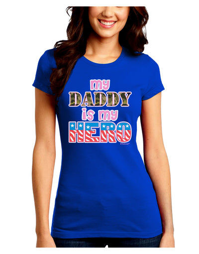 My Daddy is My Hero - Armed Forces - Pink Juniors Crew Dark T-Shirt by TooLoud-T-Shirts Juniors Tops-TooLoud-Royal-Blue-Juniors Fitted Small-Davson Sales