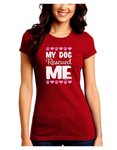 My Dog Rescued Me Juniors Petite Crew Dark T-Shirt-T-Shirts Juniors Tops-TooLoud-Red-Juniors Fitted Small-Davson Sales