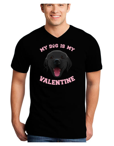 My Dog is my Valentine Black Adult Dark V-Neck T-Shirt-TooLoud-Black-Small-Davson Sales