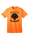 My Dog is my Valentine Black Adult T-Shirt-Mens T-Shirt-TooLoud-Neon-Orange-Small-Davson Sales