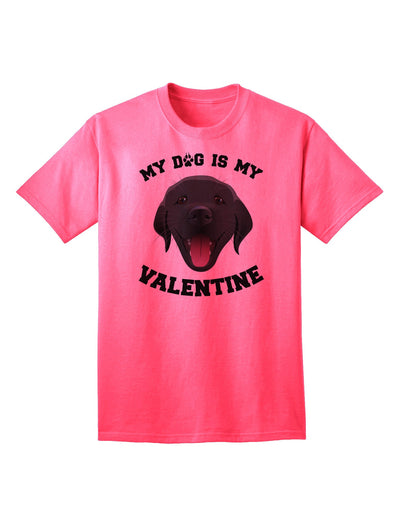 My Dog is my Valentine Black Adult T-Shirt-Mens T-Shirt-TooLoud-Neon-Pink-Small-Davson Sales