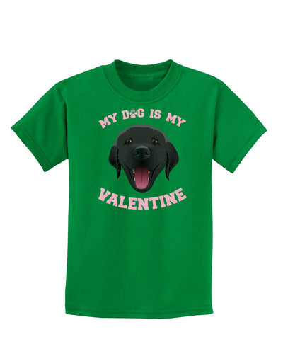 My Dog is my Valentine Black Childrens Dark T-Shirt-Childrens T-Shirt-TooLoud-Kelly-Green-X-Small-Davson Sales